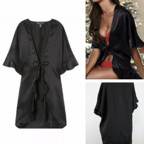 Victoria’s Secret Love Kimono One Size Ruffle Front Dolman Sleeve Tie Front Robe - Picture 2 of 14